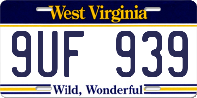 WV license plate 9UF939