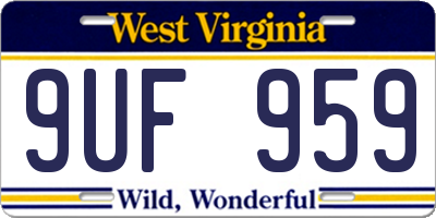 WV license plate 9UF959