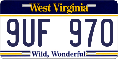 WV license plate 9UF970
