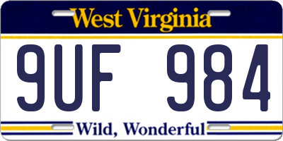 WV license plate 9UF984