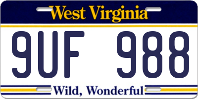 WV license plate 9UF988