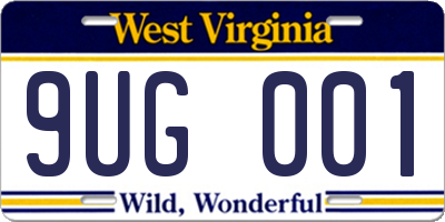 WV license plate 9UG001