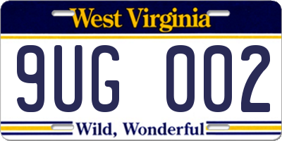 WV license plate 9UG002