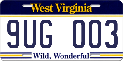 WV license plate 9UG003