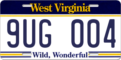 WV license plate 9UG004