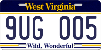 WV license plate 9UG005