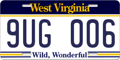 WV license plate 9UG006