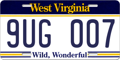 WV license plate 9UG007