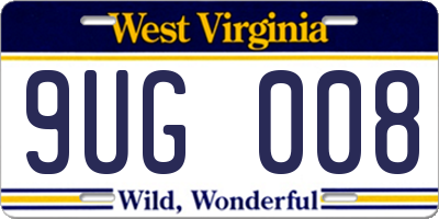 WV license plate 9UG008