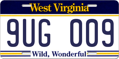 WV license plate 9UG009