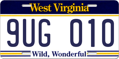 WV license plate 9UG010