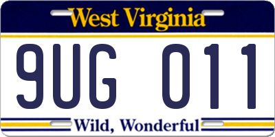 WV license plate 9UG011