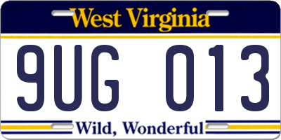 WV license plate 9UG013