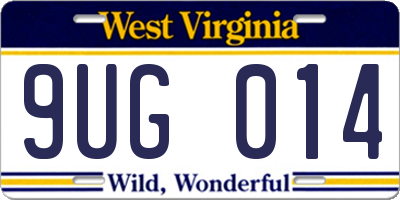 WV license plate 9UG014
