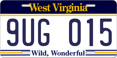 WV license plate 9UG015