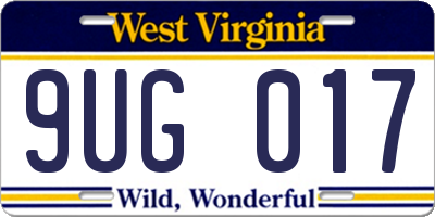 WV license plate 9UG017