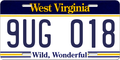 WV license plate 9UG018