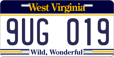 WV license plate 9UG019