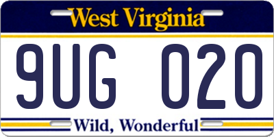 WV license plate 9UG020