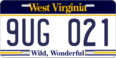 WV license plate 9UG021