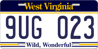 WV license plate 9UG023