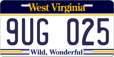WV license plate 9UG025