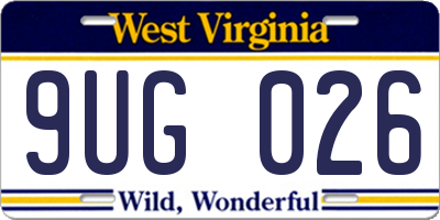 WV license plate 9UG026