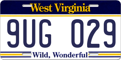 WV license plate 9UG029