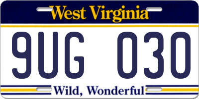 WV license plate 9UG030