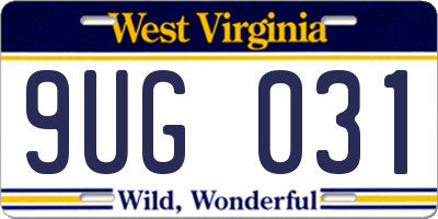 WV license plate 9UG031