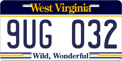 WV license plate 9UG032