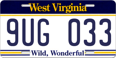 WV license plate 9UG033