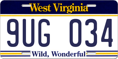 WV license plate 9UG034