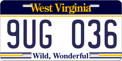 WV license plate 9UG036