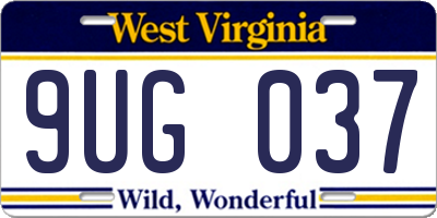 WV license plate 9UG037