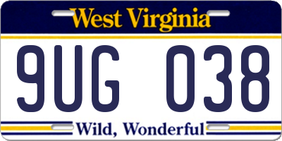 WV license plate 9UG038
