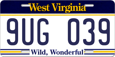 WV license plate 9UG039