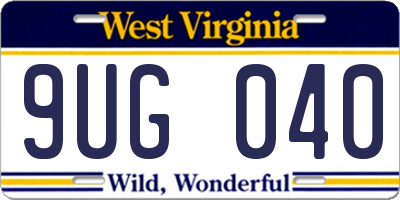 WV license plate 9UG040