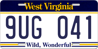 WV license plate 9UG041