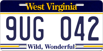 WV license plate 9UG042