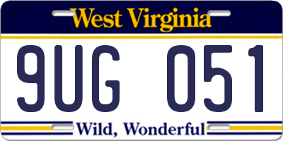 WV license plate 9UG051