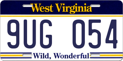 WV license plate 9UG054