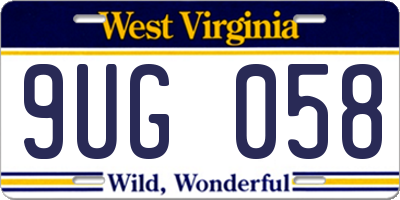 WV license plate 9UG058