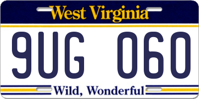 WV license plate 9UG060