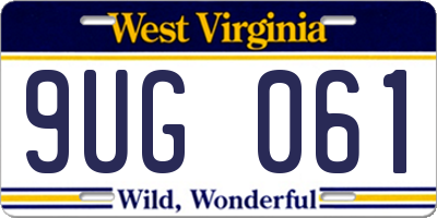 WV license plate 9UG061