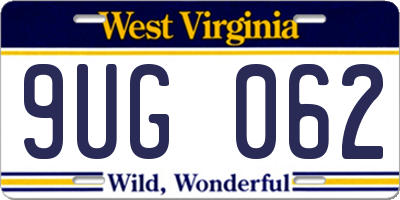 WV license plate 9UG062