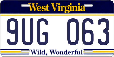 WV license plate 9UG063