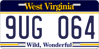 WV license plate 9UG064