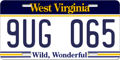 WV license plate 9UG065