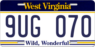 WV license plate 9UG070